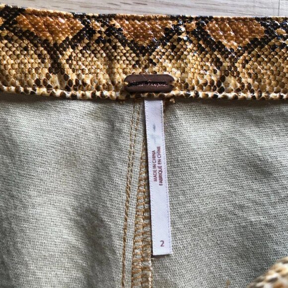 Free People Cowgirl Core Faux Leather Pants Snakeskin Zip Details Western - Picture 6 of 14